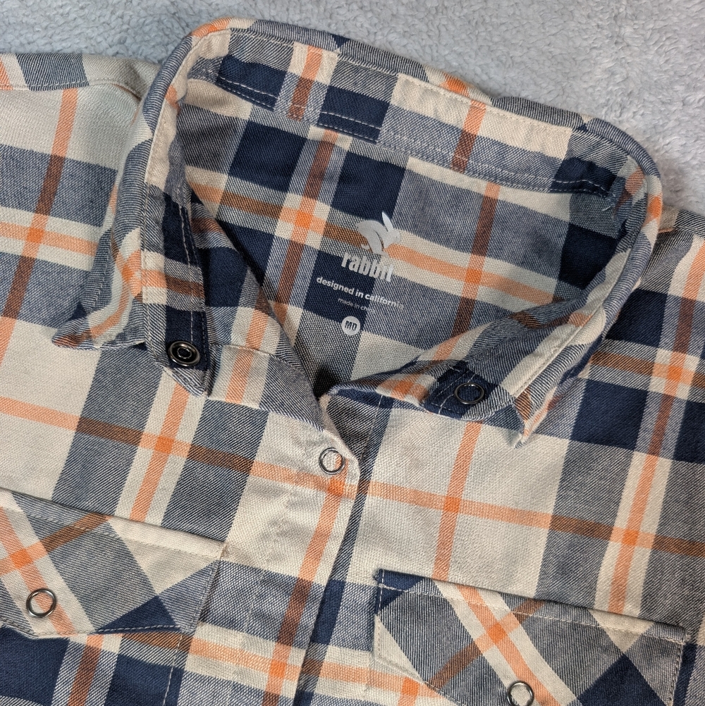 Runin Rabbit High Country LS Flannel Women's M Orange Blue Running‎